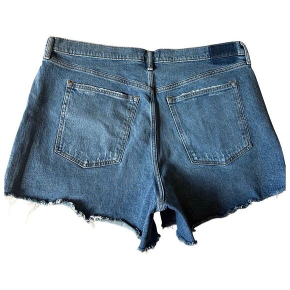 Abercrombie & Fitch The Mom Short High Rise Denim Shorts size 34 Blue - Picture 2 of 9